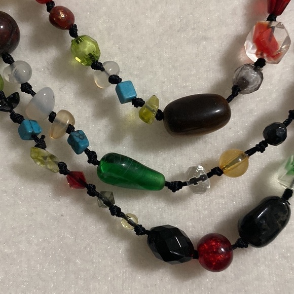 Colorful Artsy Bohemian Multicolored Beaded Knotted Long Necklace Festival - Picture 13 of 15